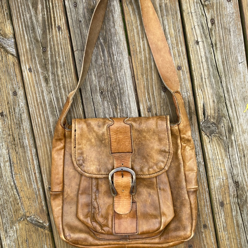 Vintage Brown Leather Shoulder Bag
